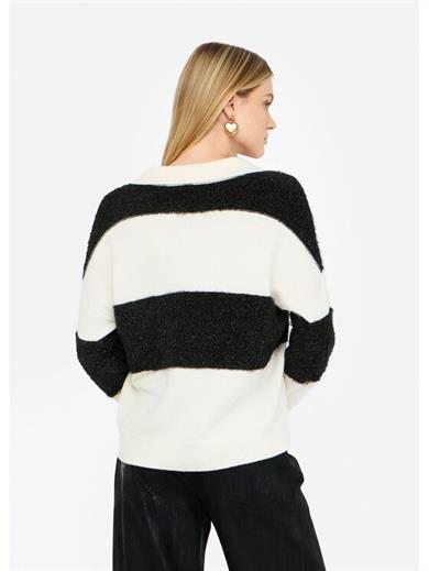 Lıu Jo Kadın Normal Kalıp Uzun Kollu Parlak Detaylı V Yakalı Siyah Kazak TF5221MA51I-C3766