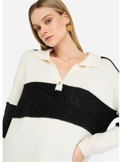 Lıu Jo Kadın Normal Kalıp Uzun Kollu Parlak Detaylı V Yakalı Siyah Kazak TF5221MA51I-C3766