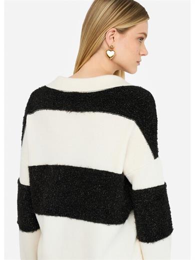 Lıu Jo Kadın Normal Kalıp Uzun Kollu Parlak Detaylı V Yakalı Siyah Kazak TF5221MA51I-C3766