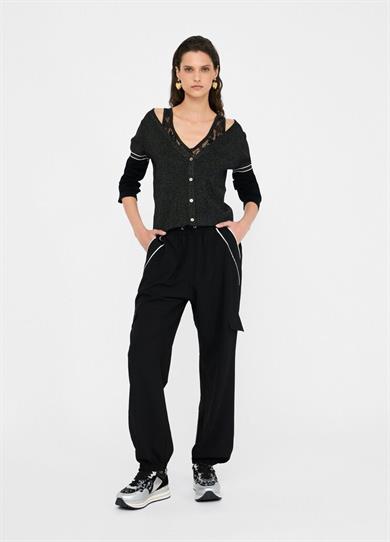 Lıu Jo Kadın Normal Kalıp V Yaka Uzun Kollum Örme Siyah Kazak TF5027MS49I-A4348