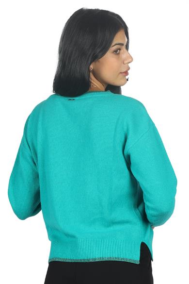 Lıu Jo Kadın Uzun kollu Günlük Kullanım Normal kesim Mavi Kazak MF3028MS009-85128