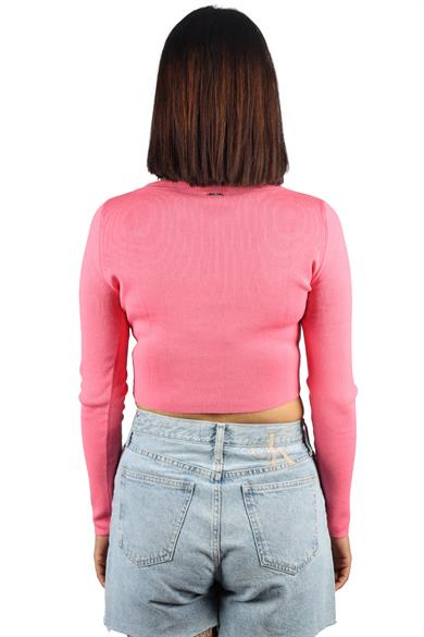 Lıu Jo Kadın Uzun Kollu Yuvarlak Yakalı Günlük Kullanım Pembe Kazak WF3124MS49I-61735