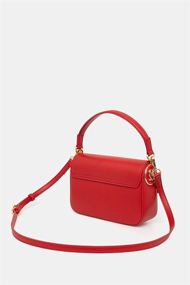 Love Moschino Kadın Deri Metal Toka Kapamalı Ayarlanabilir Kayış Kırmızı Omuz Çantası JC4372PP0NKF0-500