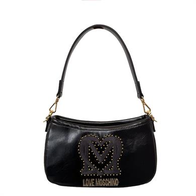 Love Moschino Kadın Kalın Kısa Kulp Deri Fermuar Kapama Siyah Omuz Çantası JC4381PP0NKT0-000