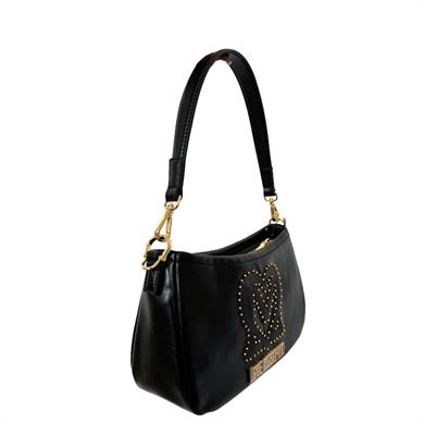Love Moschino Kadın Kalın Kısa Kulp Deri Fermuar Kapama Siyah Omuz Çantası JC4381PP0NKT0-000