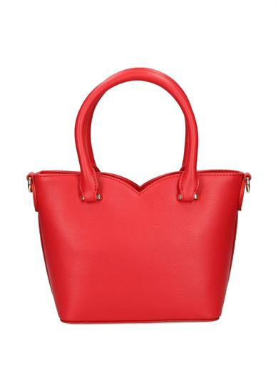 Love Moschino Kadın Kalp Desenli Metalik Logo Çıkarılabilir Uzun Askılı %100 Deri Kırmızı Omuz Çantası JC4364PP0NKG0-500