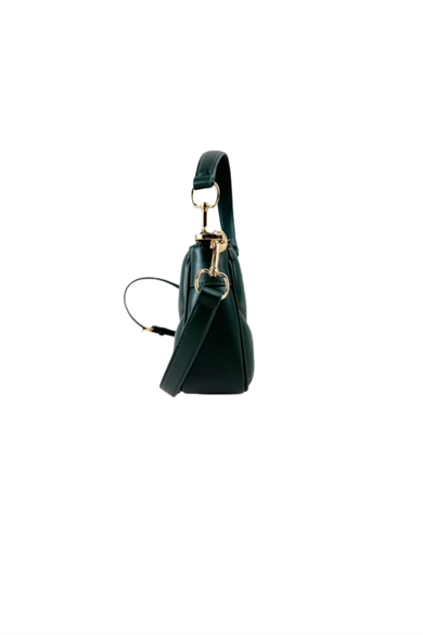 Love Moschino Kadın Kapitoneli Deri Metal Logo Desenli Fermuar Kapama Yeşil Omuz Çantası JC4080PP0NLC0-850