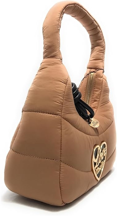 Love Moschino Kadın Kumaş Kapitoneli Metal Tokalı Fermuar Kapama Kahverengi Omuz Çantası JC4349PP0NKY1-10A