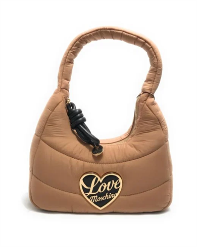 Love Moschino Love Moschino Kadın Kumaş Kapitoneli Metal Tokalı Fermuar Kapama Kahverengi Omuz Çantası JC4349PP0NKY1-10A