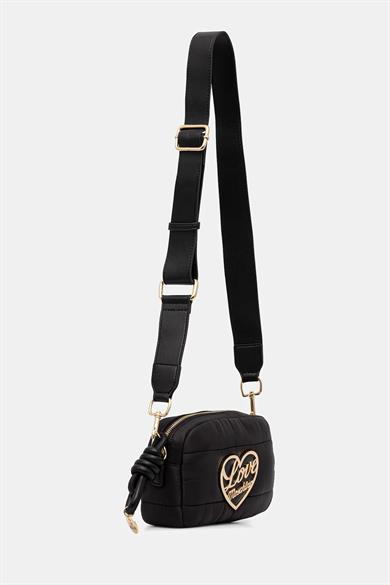 Love Moschino Kadın Metal Logo Fermuar Kapama Deri Kısa Kulp Siyah Omuz Çantası JC4352PP0NKY1-00A