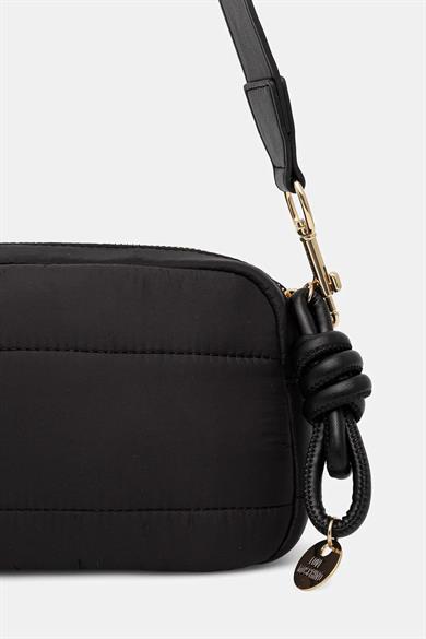 Love Moschino Kadın Metal Logo Fermuar Kapama Deri Kısa Kulp Siyah Omuz Çantası JC4352PP0NKY1-00A