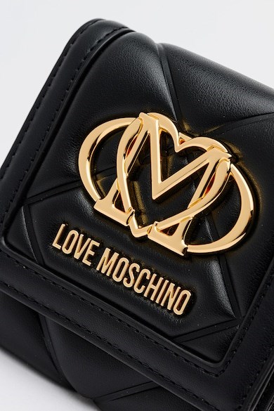 Love Moschino Kadın Metalik Logo Desenli Fermuar Bölmeli Hakiki Deri Siyah Cüzdan JC5647PP0NLC0-000