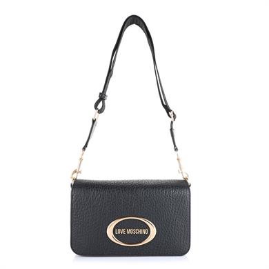 Love Moschino Kadın Metal Logo Fermuar Kapama Deri Kısa Kulp Siyah Omuz Çantası JC4339PP0NK14-00A