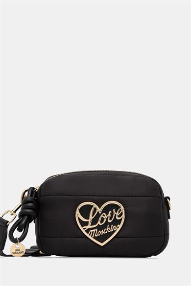 Love Moschino Kadın Metal Logo Fermuar Kapama Deri Kısa Kulp Siyah Omuz Çantası JC4352PP0NKY1-00A
