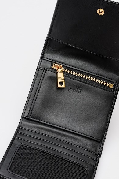 Love Moschino Kadın Metalik Logo Desenli Fermuar Bölmeli Hakiki Deri Siyah Cüzdan JC5647PP0NLC0-000