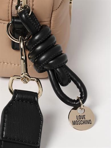 Love Moschino Kadın Metal Logo Fermuar Kapama Deri Kısa Kulp Bej Omuz Çantası JC4352PP0NKY1-10A