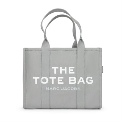 Marc Jacobs Kadın Logo Desenli Fermuarlı Pamuklu Kanvas Gri Omuz Çantası M0016156-050