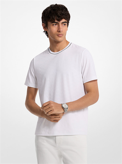 Michael Kors Michael Kors Erkek %100 Pamuklu Logo Detaylı Bisiklet Yaka Kısa Kollu Beyaz T-Shirt CR652TGK3W-WHITE