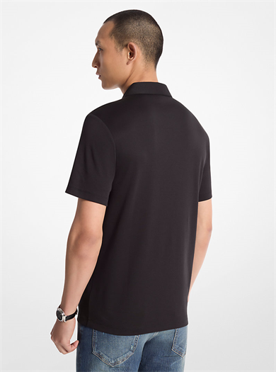 Michael Kors Erkek Kısa Kol Düğme Kapama Pamuklu Rahat Kesim Siyah Polo Yaka T-Shirt CB95FGVC93-BLACK