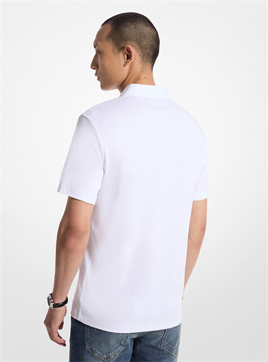 Michael Kors Erkek Kısa Kol Düğme Kapama Pamuklu Rahat Kesim Beyaz Polo Yaka T-Shirt CB95FGVC93-WHITE