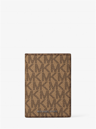 Michael Kors Erkek Nakit Para Bölmeli Monogram Logo Desenli Kanvas Kahverengi Cüzdan 39R6LHDF0B-HUSK