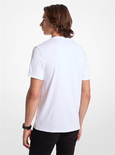 Michael Kors Erkek Regular Fit Pamuklu Bisiklet Yaka Kısa Kollu Beyaz T-Shirt CB95FJ2C93-WHITE