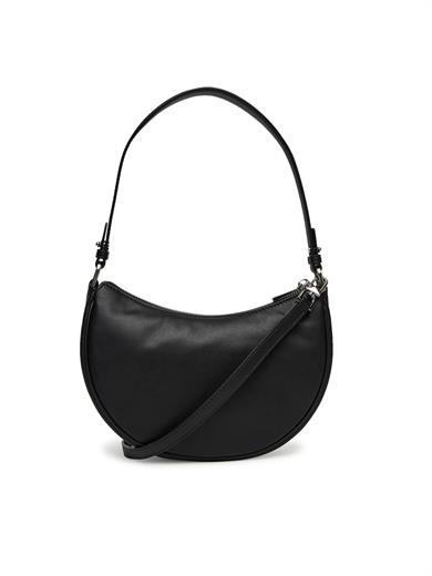 Michael Kors Kadın Çıkarılabilir ve Ayarlanabilir Omuz Askılı Fermuar Kapamalı Metalik Logo Kabartmalı Deri Siyah Omuz Çantası 32S5S8QU1L-BLACK