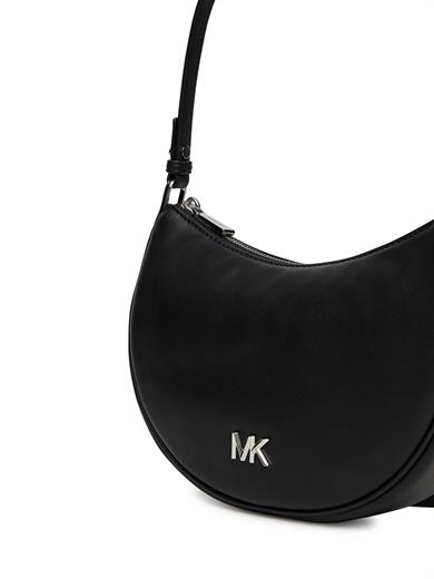 Michael Kors Kadın Çıkarılabilir ve Ayarlanabilir Omuz Askılı Fermuar Kapamalı Metalik Logo Kabartmalı Deri Siyah Omuz Çantası 32S5S8QU1L-BLACK