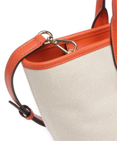 Michael Kors Kadın Çıkarılabilir ve Ayarlanabilir Omuz Askılı Ekstra İç Bölmeli Metalik Logo Kabartmalı Bej-Turuncu Omuz Çantası 30S5G9OS1C-ORNGPNCH