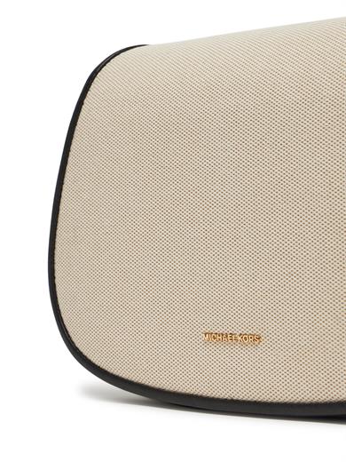 Michael Kors Kadın Dokuma Kumaş Kenarları Deri Ayarlanabilir Askı Siyah Omuz Çantası 30S5GL0M2C-BLACK