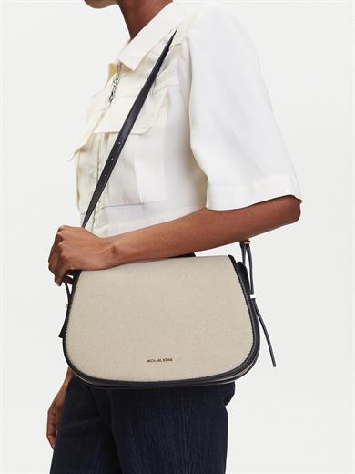 Michael Kors Kadın Dokuma Kumaş Kenarları Deri Ayarlanabilir Askı Siyah Omuz Çantası 30S5GL0M2C-BLACK