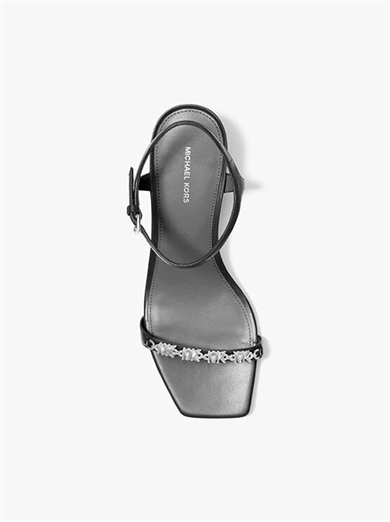 Michael Kors Kadın Kısa Topuklu Açık Burunlu Metalik Logo Aksesuarlı Deri Siyah Klasik Topuklu Ayakkabı 40R6DIMS1L-BLACK