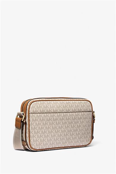 Michael Kors Kadın MK Yazı Desen Ön Bölüm Deri Cep Ayarlanabilir Askı Bej Omuz Çantası 32R5G5VC9B-VANILACRN