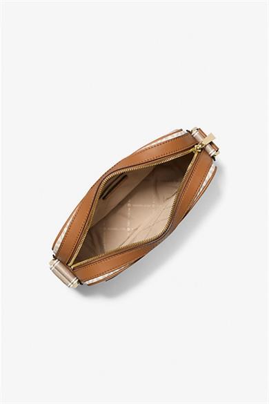 Michael Kors Kadın MK Yazı Desen Ön Bölüm Deri Cep Ayarlanabilir Askı Bej Omuz Çantası 32R5G5VC9B-VANILACRN
