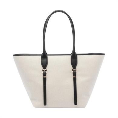 Michael Kors Kadın Pamuklu Kanvas Tote Deri Sap Siyah Omuz Çantası 30S5G9OT7C-BLACK