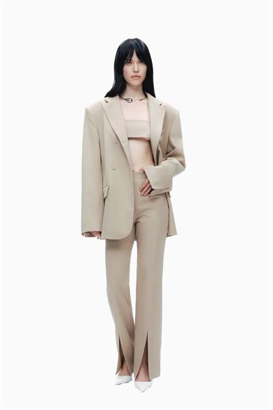 Nocturne Nocturune Kadın Normal Kalıp Gizli Lastikli Bel Paçaları Yırtmaçlı Bej Pantolon N25YN3369-BEJ