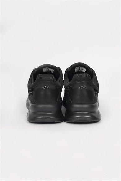 Paul Shark Erkek Deri ve File Detaylı Nefes Alabilen Düşük Bilekli Siyah Sneaker 16318020-011
