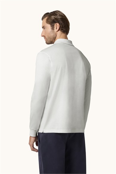 Paul Shark Erkek Düğme Kapama Uzun Kol Polo Yaka Reqgular Fit Beyaz-Altın Polo Yaka T-Shirt 15311727-46E
