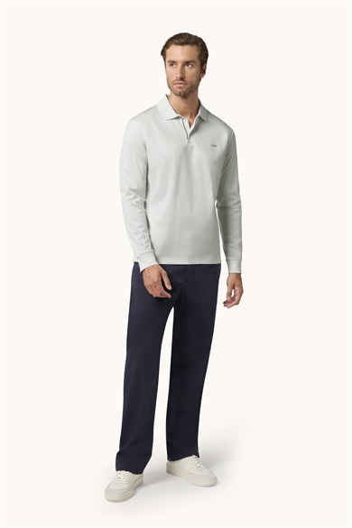 Paul Shark Erkek Düğme Kapama Uzun Kol Polo Yaka Reqgular Fit Beyaz-Altın Polo Yaka T-Shirt 15311727-46E