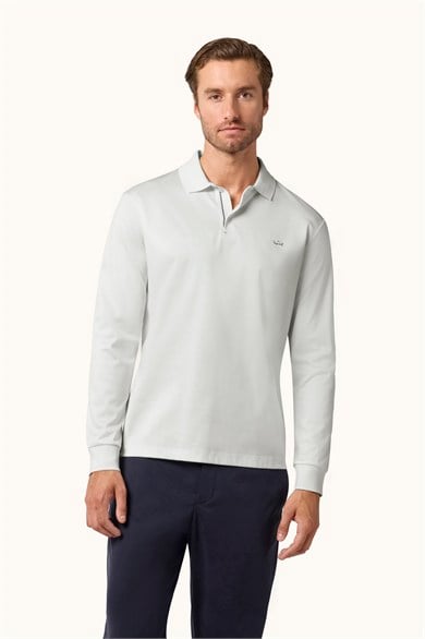 Paul Shark Erkek Düğme Kapama Uzun Kol Polo Yaka Reqgular Fit Beyaz-Altın Polo Yaka T-Shirt 15311727-46E