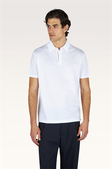 Paul Shark Erkek Düğme Kapama Kısa Kol %100 Pamuk Beyaz-Altın Polo Yaka T-Shirt 26411224A-10E