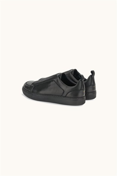Paul Shark Erkek Hakiki Deri Yanları Lastikli Logo Kabartmalı Siyah Sneaker 16318013-011