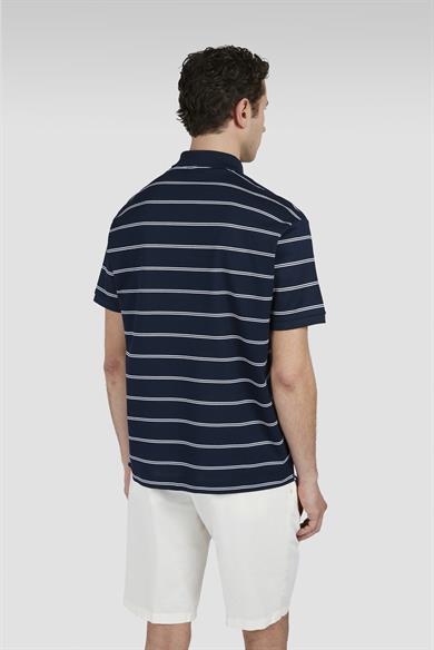 Paul Shark Erkek Kısa Kol Polo Yaka Çizgi Desen Pike Örgü Lacivert-Beyaz Polo Yaka T-Shirt 25411304-373