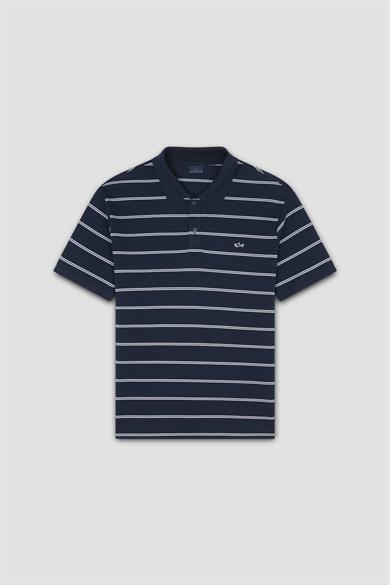 Paul Shark Erkek Kısa Kol Polo Yaka Çizgi Desen Pike Örgü Lacivert-Beyaz Polo Yaka T-Shirt 25411304-373