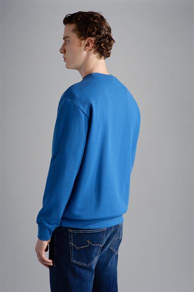 Paul Shark Erkek Marka Logolu Uzun Kollu Rahat Mavi Sweatshirt 13311875-402
