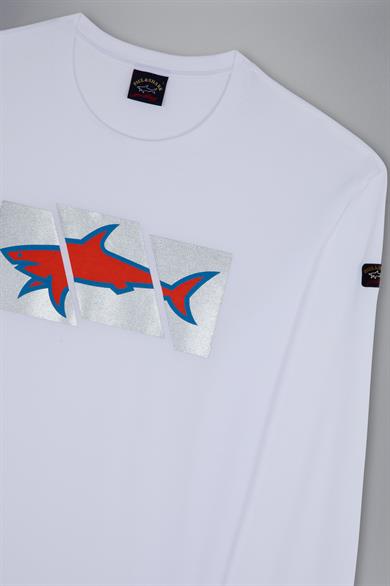 Paul Shark Erkek Marka Logolu Uzun Kollu Rahat Beyaz T-Shirt 13311667-010