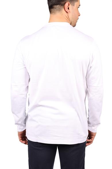 Paul Shark Erkek Marka Logolu Uzun Kollu Rahat Beyaz T-Shirt 13311624-010