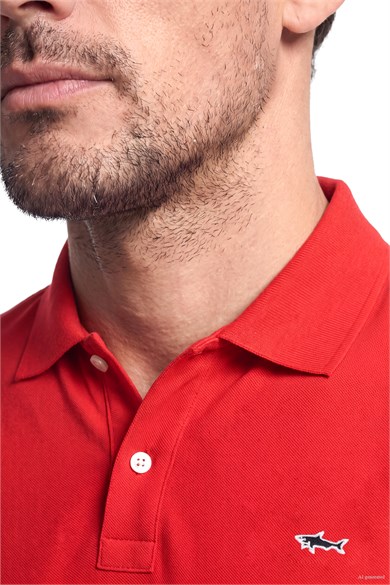Paul Shark Erkek Normal Kalıp Pamuklu Pike Kumaşlı Logo Nakışlı Kısa Kollu Kırmızı Polo Yaka T-Shirt 99311003-577