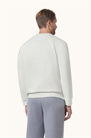 Paul Shark Erkek Normal Kesim Logo Detaylı Yuvarlak Yakalı Pamuklu Uzun Kollu Beyaz Sweatshirt 16311828-965