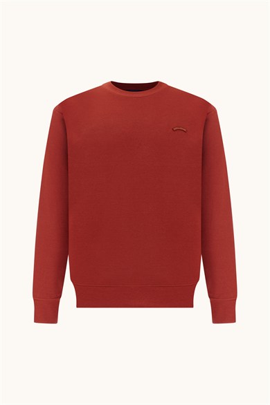 Paul Shark Erkek Normal Kesim Logo Detaylı Yuvarlak Yakalı Pamuklu Uzun Kollu Kırmızı Sweatshirt 16311828-636